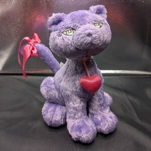 Gund Cattitudes Purple Cat, Colorful Collar, Sparkly Pink Heart, Hot Pink Bow